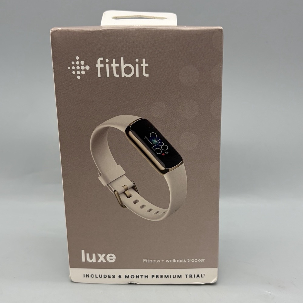 Fitbit Luxe Activity Fitness Tracker Smartwatch Lunar White Soft Gold - Sealed